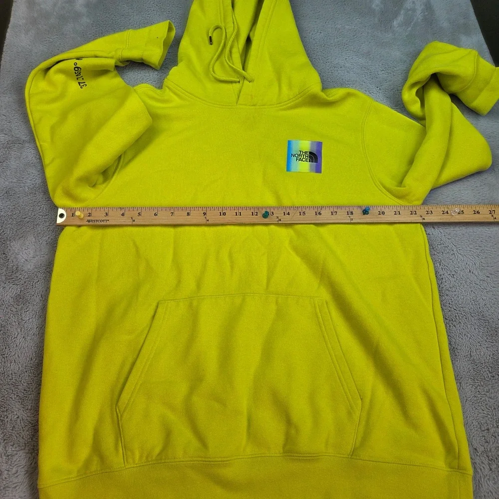 The North Face Hoodie Mens L Graphic Coordinates Box Logo Pullover Neon Yellow